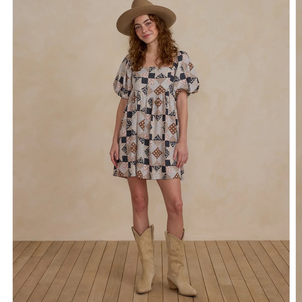 Rylee + Cru Cassidy Patchwork Dress, Small